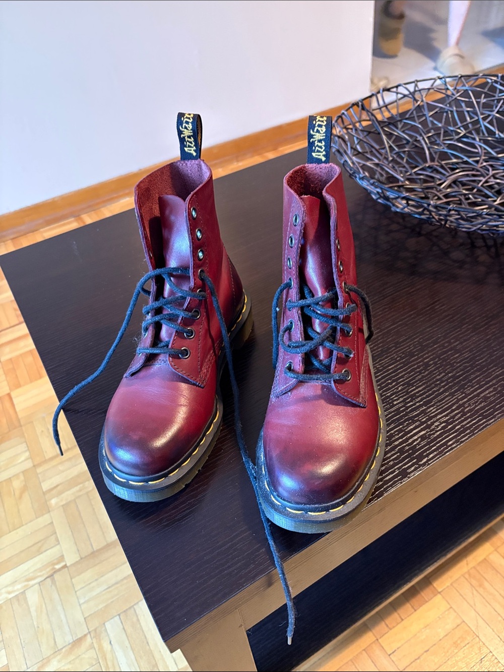 Dr. Martens Burgundy Leather Men's Lace-Up Boots